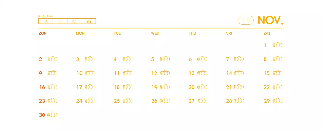 Oranje Minimalistische Yoga Promotiekalender