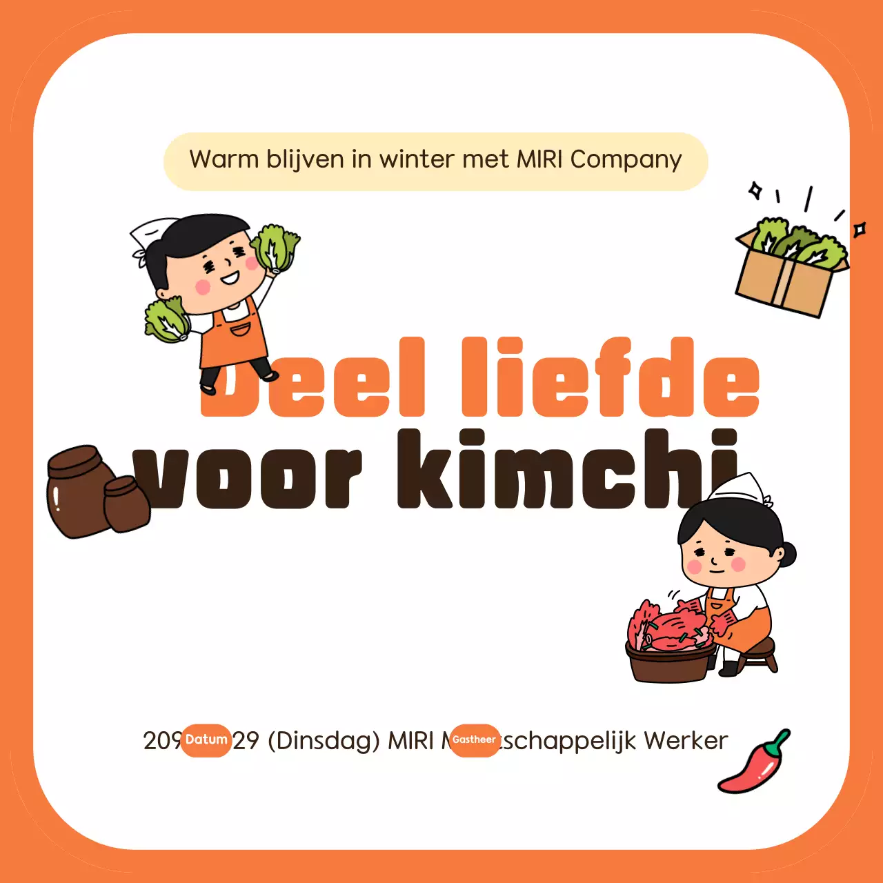 Oranje kimchi evenement