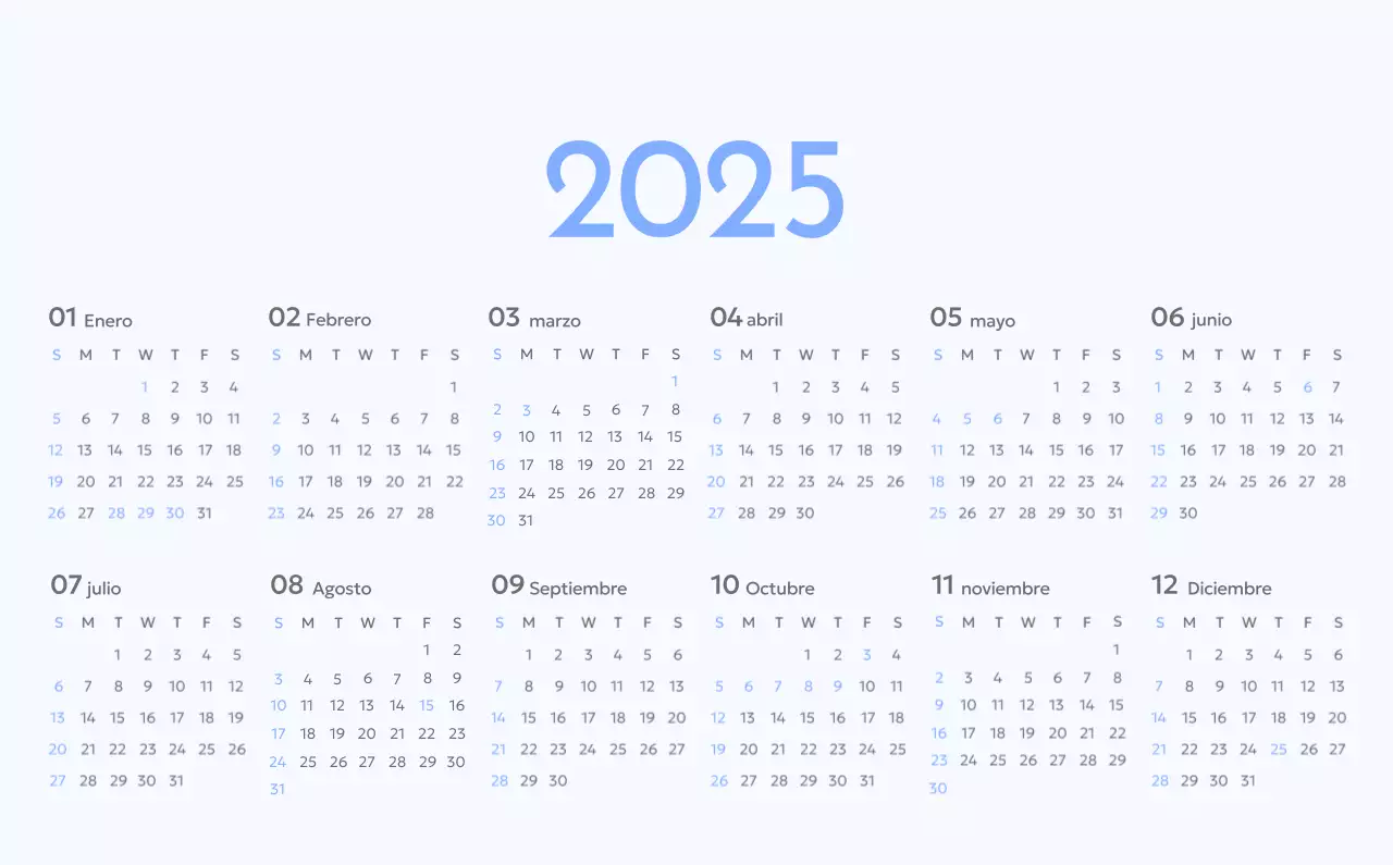 Calendario fotográfico de seguimiento de objetivos con un toque de azul