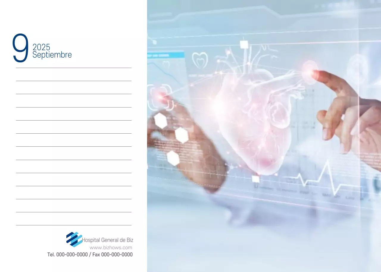 Calendario Promocional Hospital Navy White Simple