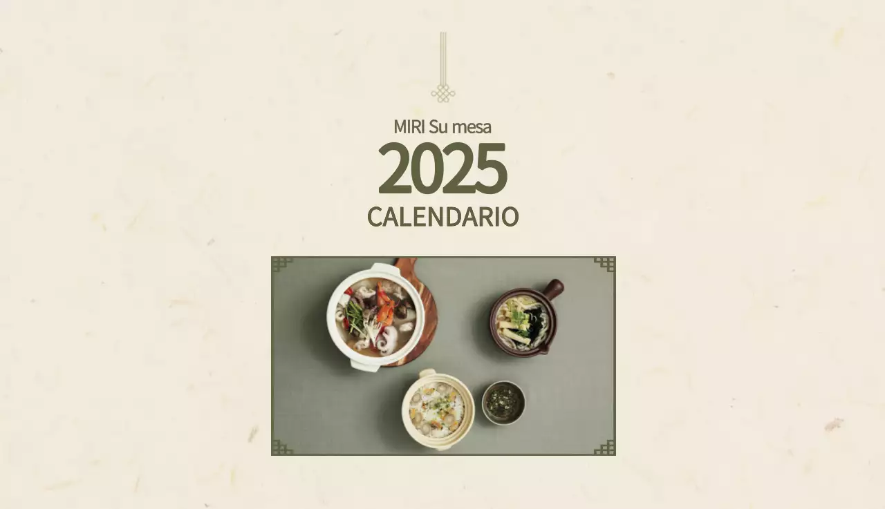 Calendario de comidas tradicionales en beige