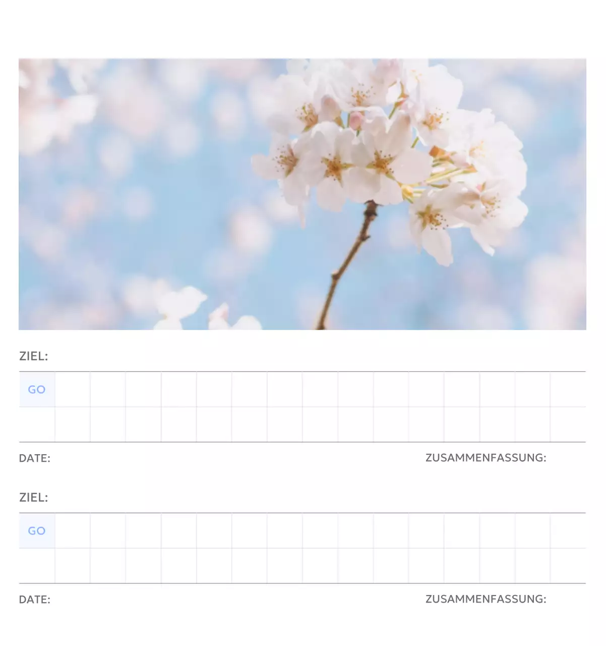 Foto-Zielverfolgungskalender mit einem Hauch von Blau