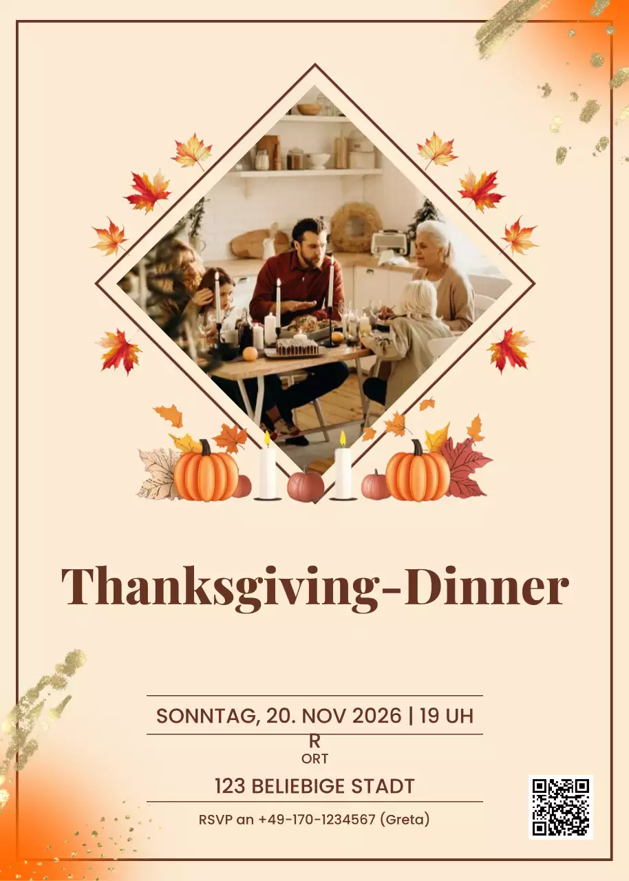 Orange Traditionelle Thanksgiving-Einladung