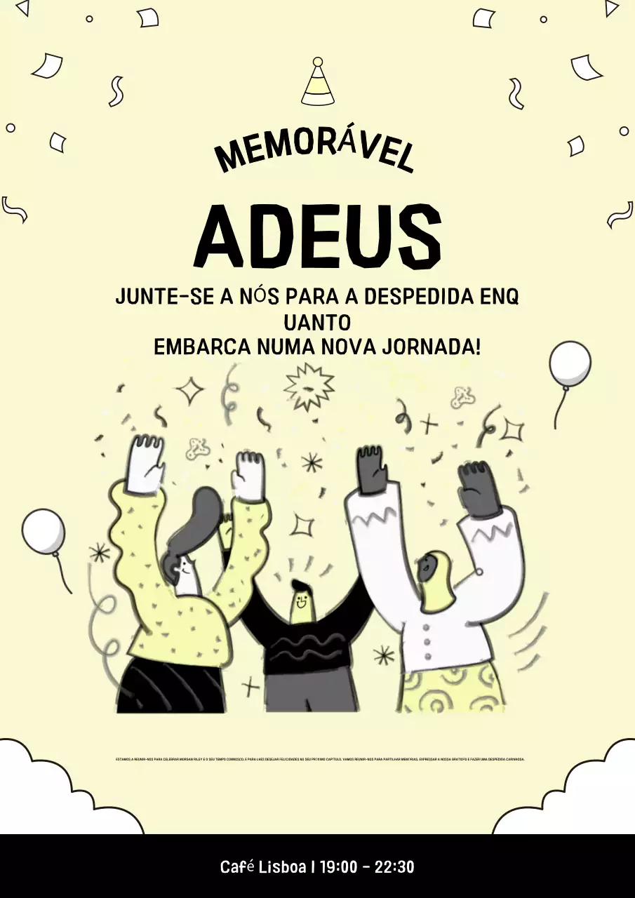 convite de despedida moderno amarelo