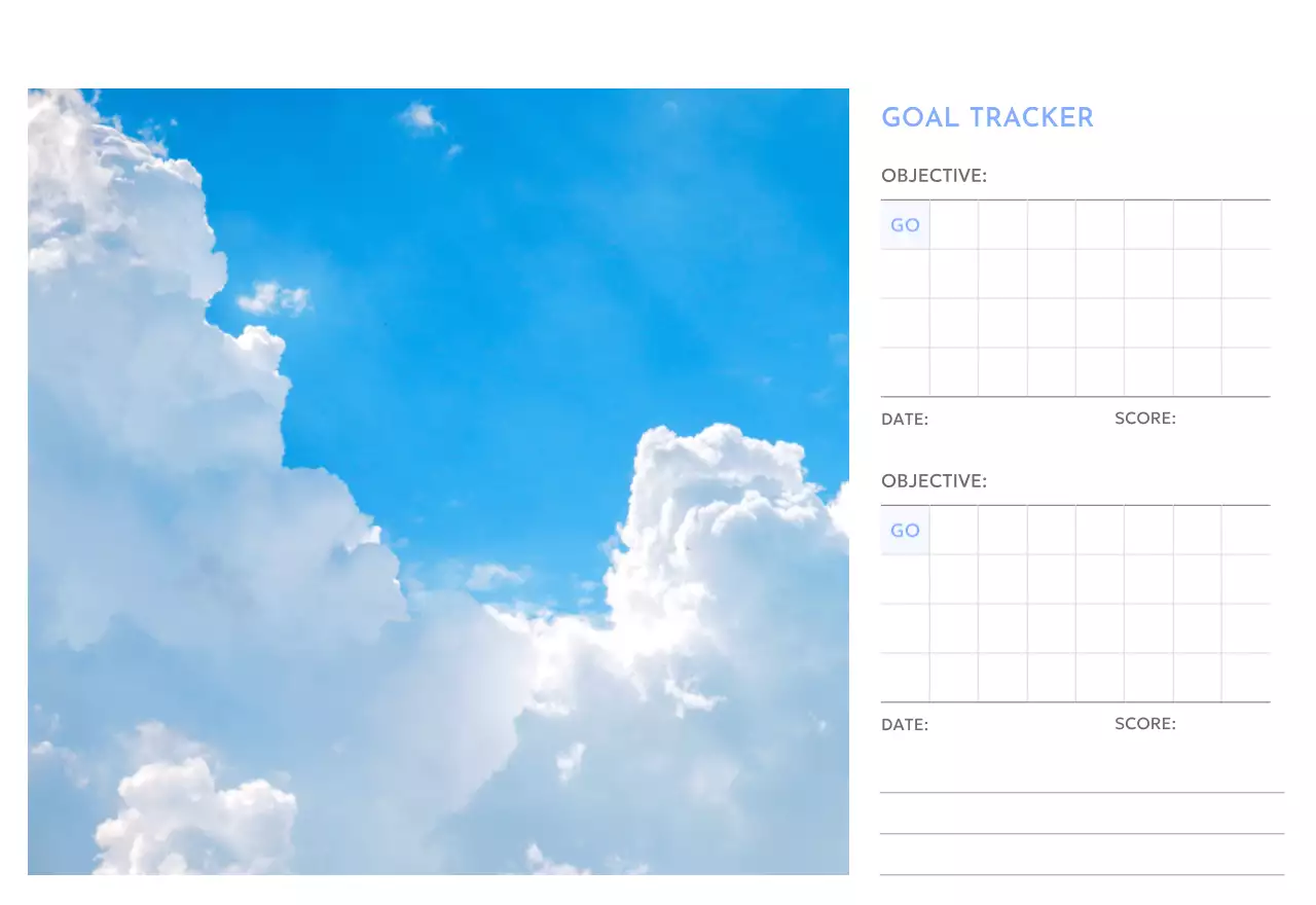 Kalender pelacak sasaran foto dengan percikan warna biru