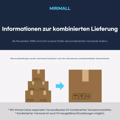 Blaue Standard-Versandanweisungen