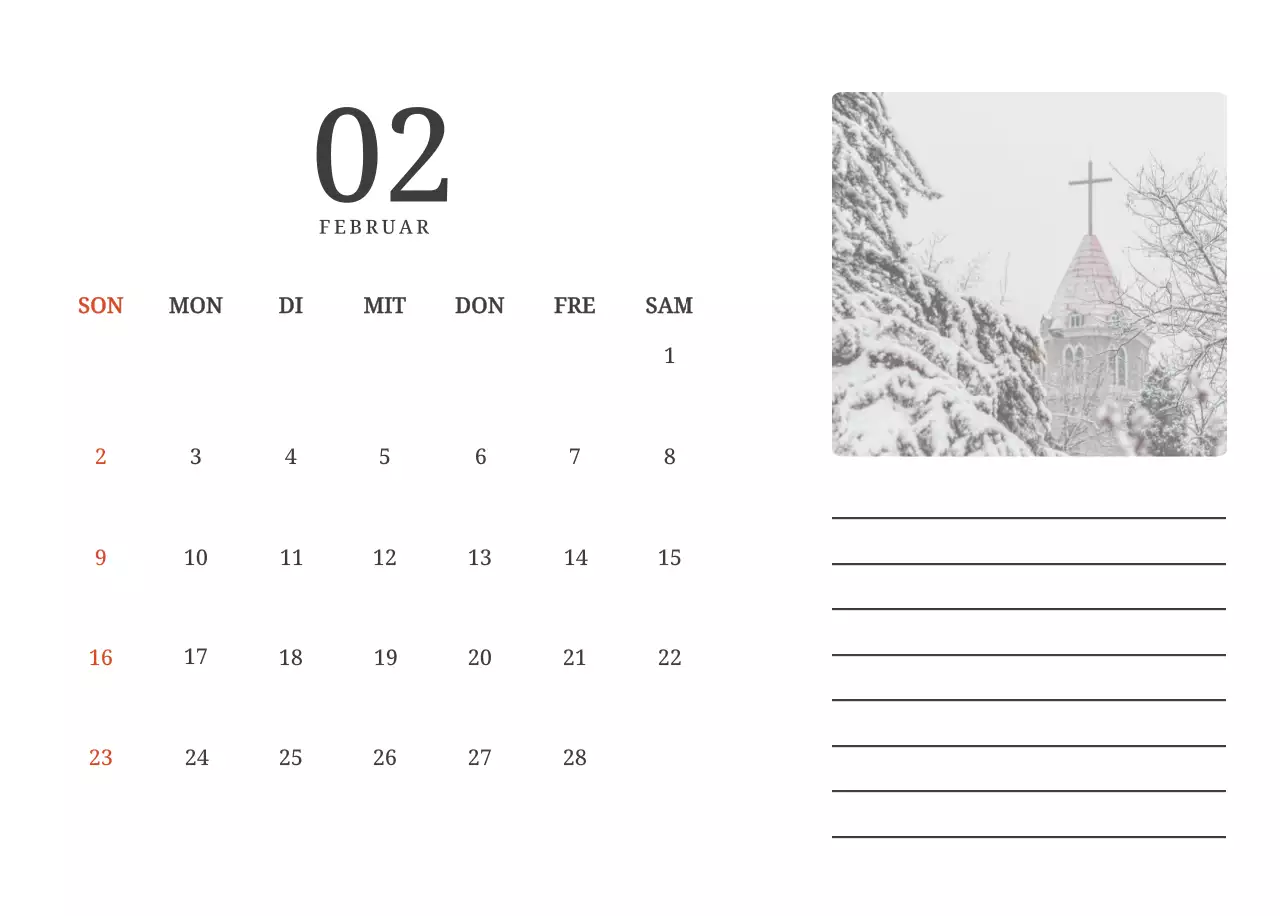 Ein fotografischer Konzeptkalender, der Kirchen in Landschaftsbildern zeigt