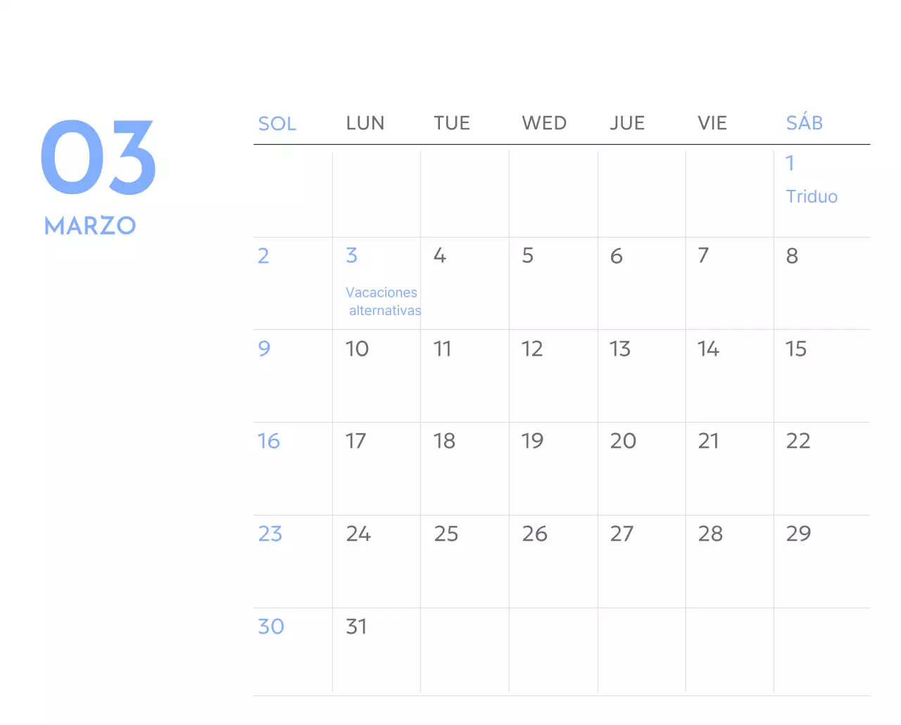 Calendario fotográfico de seguimiento de objetivos con un toque de azul