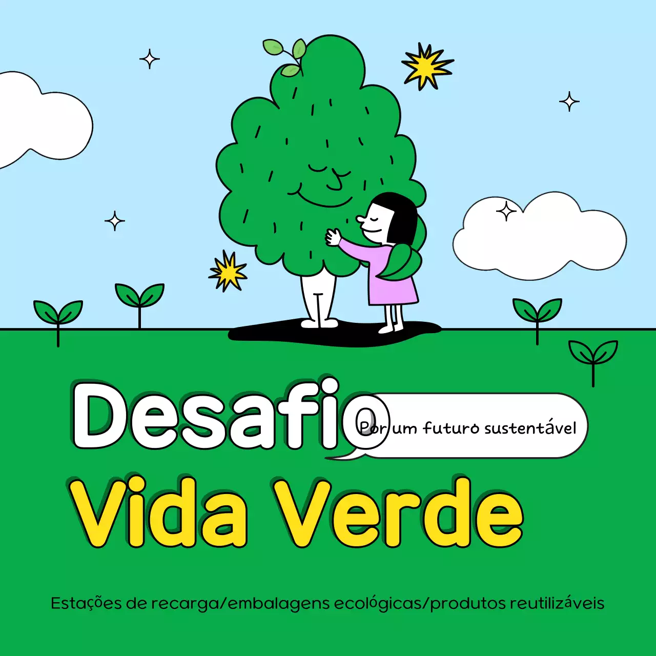 Promover o desafio de vida verde e azul claro