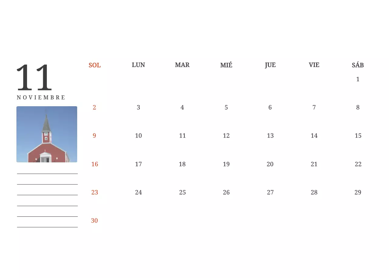 Un calendario conceptual fotográfico con iglesias pintadas en paisajes