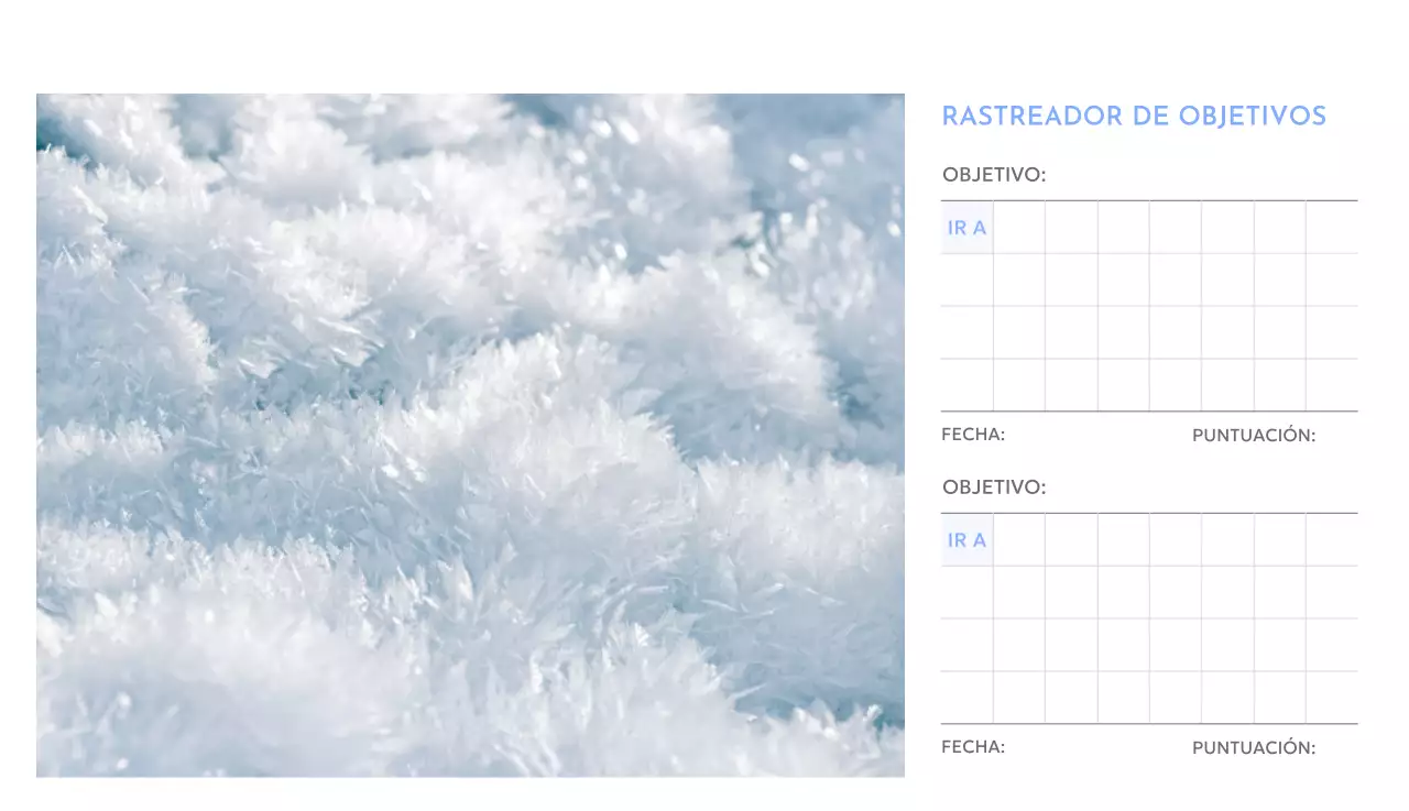 Calendario fotográfico de seguimiento de objetivos con un toque de azul