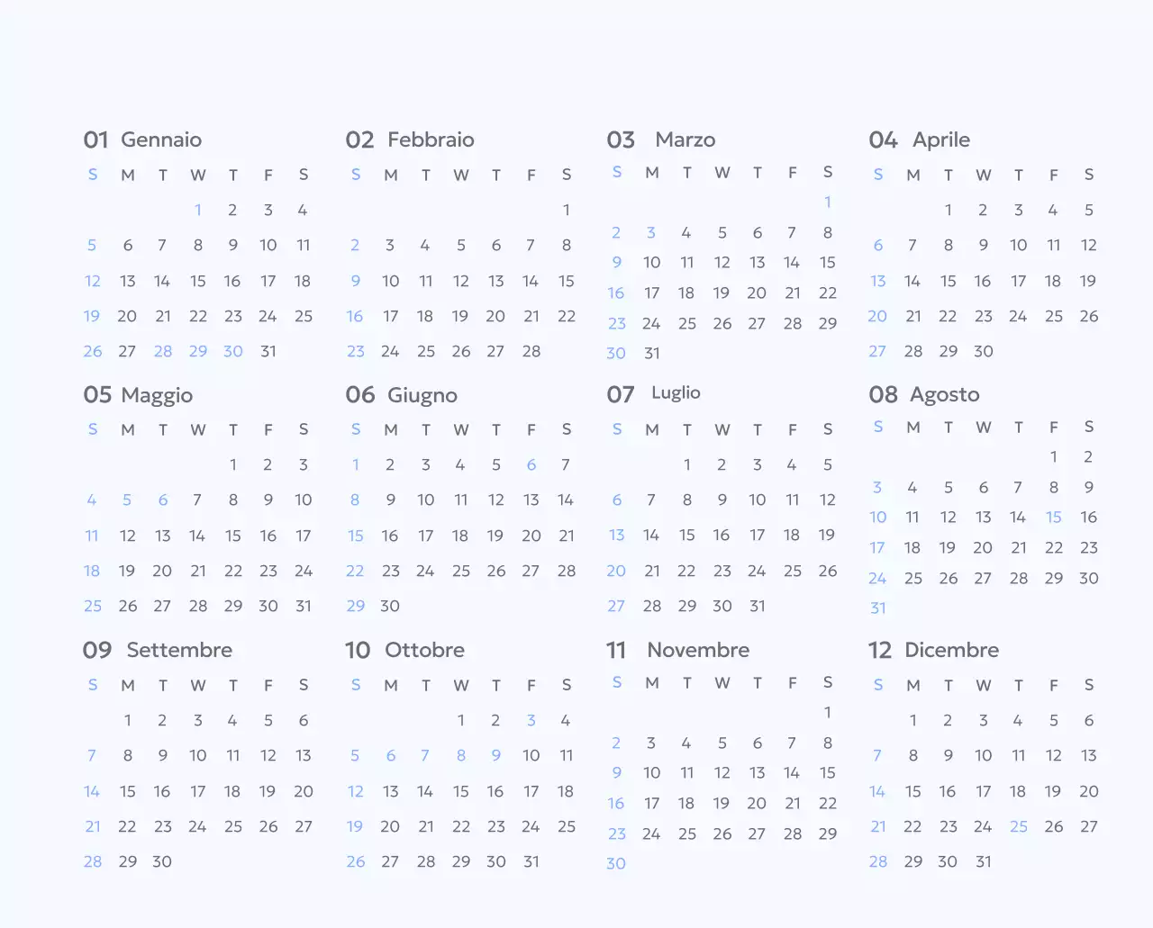 Calendario con foto tracciatore di obiettivi con un tocco di blu