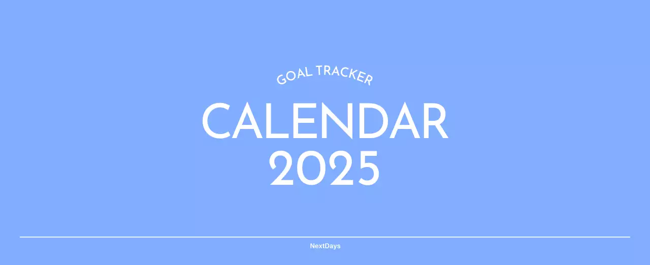 Photo goal tracker calendar with a splash of blue