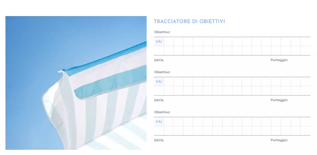 Calendario con foto tracciatore di obiettivi con un tocco di blu