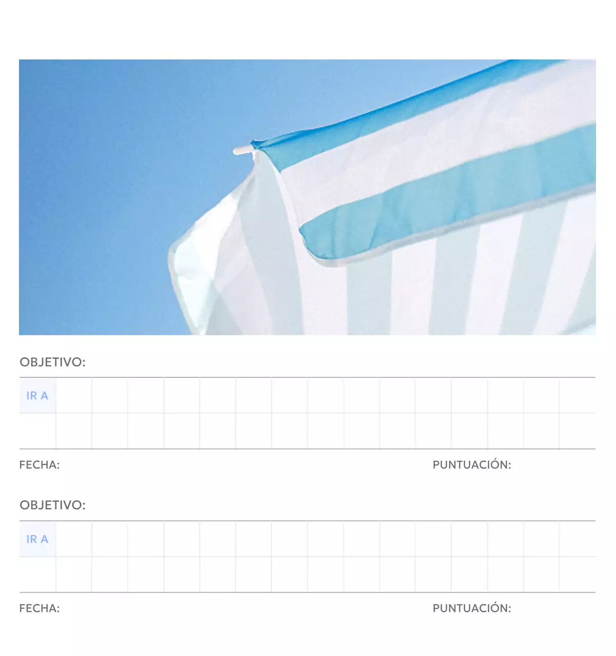 Calendario fotográfico de seguimiento de objetivos con un toque de azul