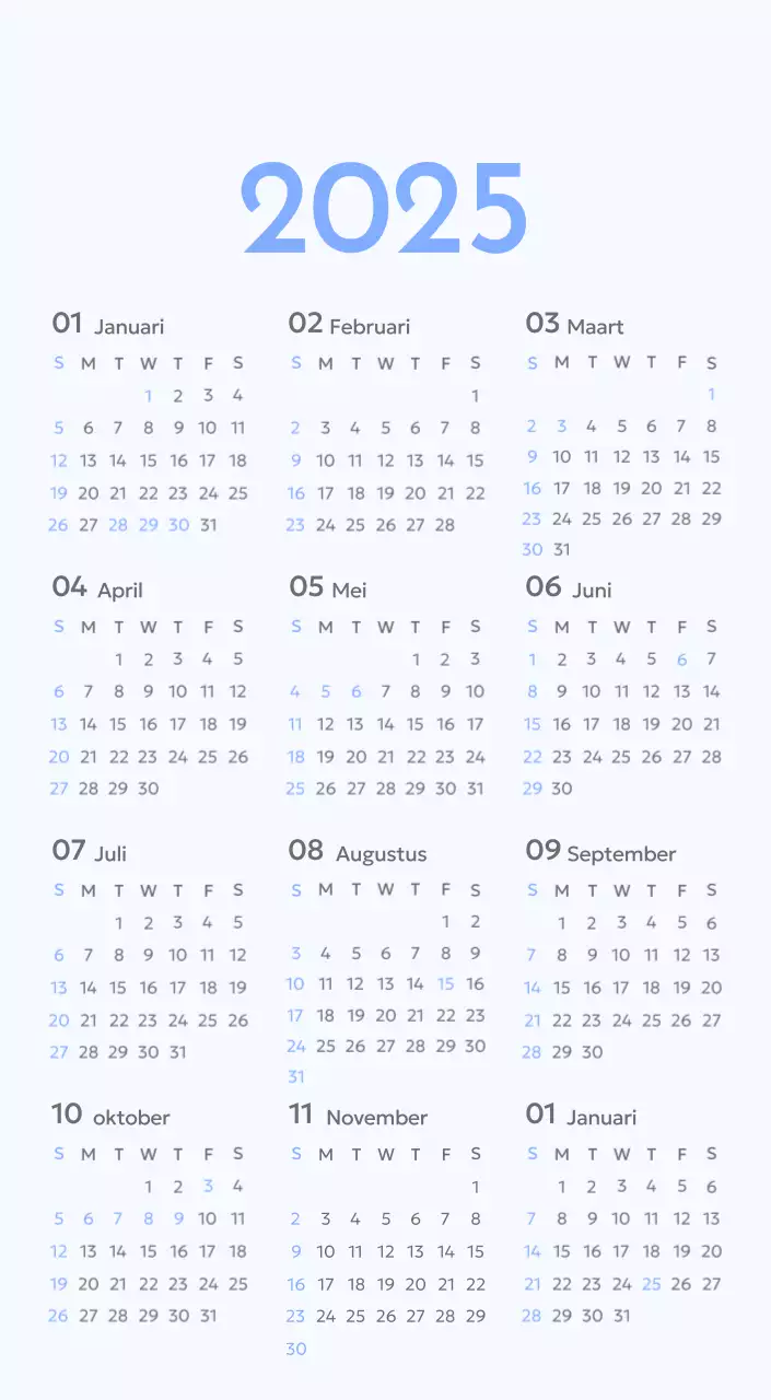 Photo goal tracker kalender met een vleugje blauw