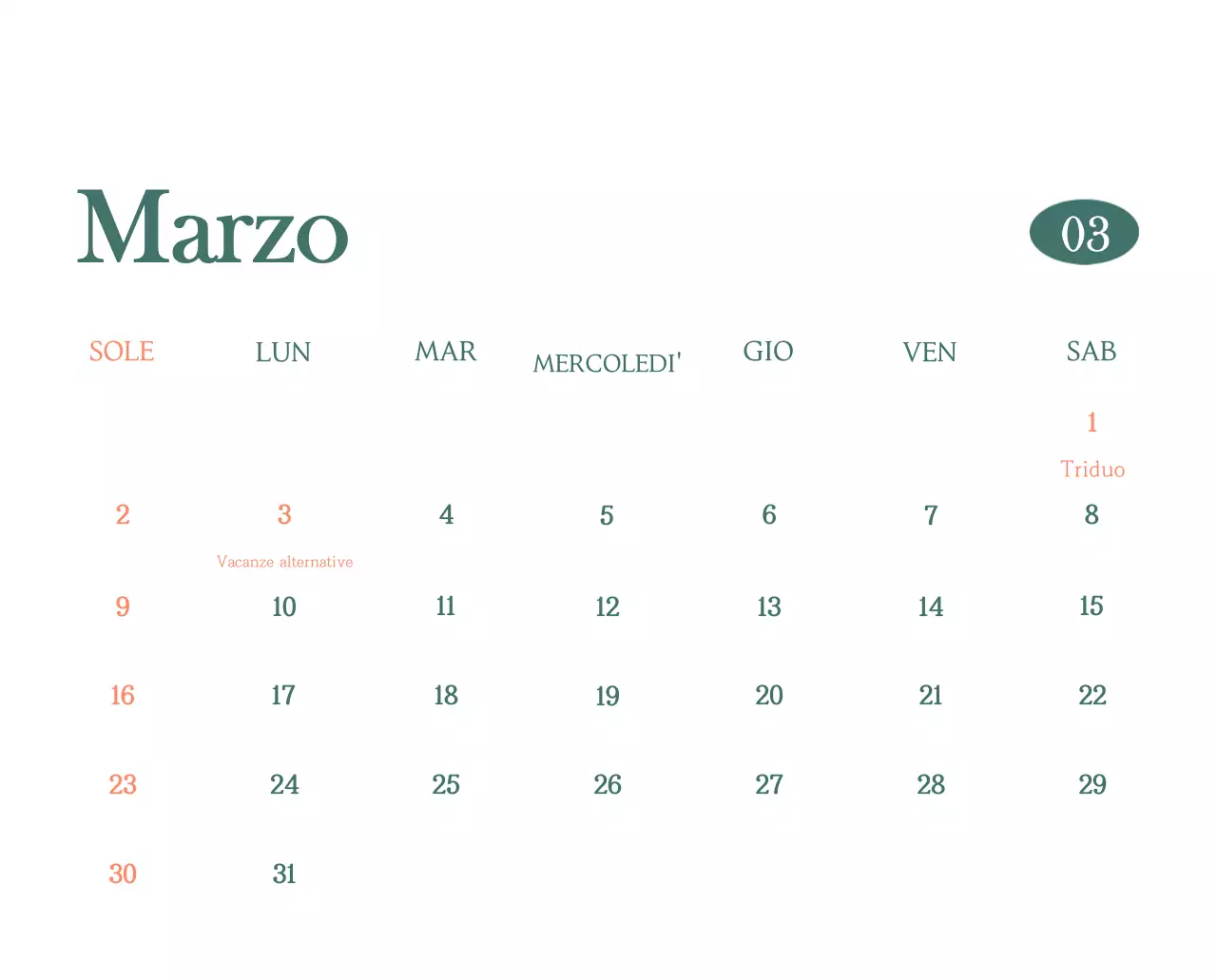 Un moderno calendario dei caffè con i consigli per la bevanda del mese