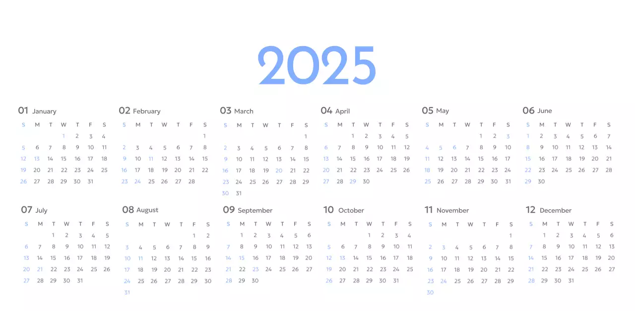 青色が映えるフォトゴールトラッカーカレンダー