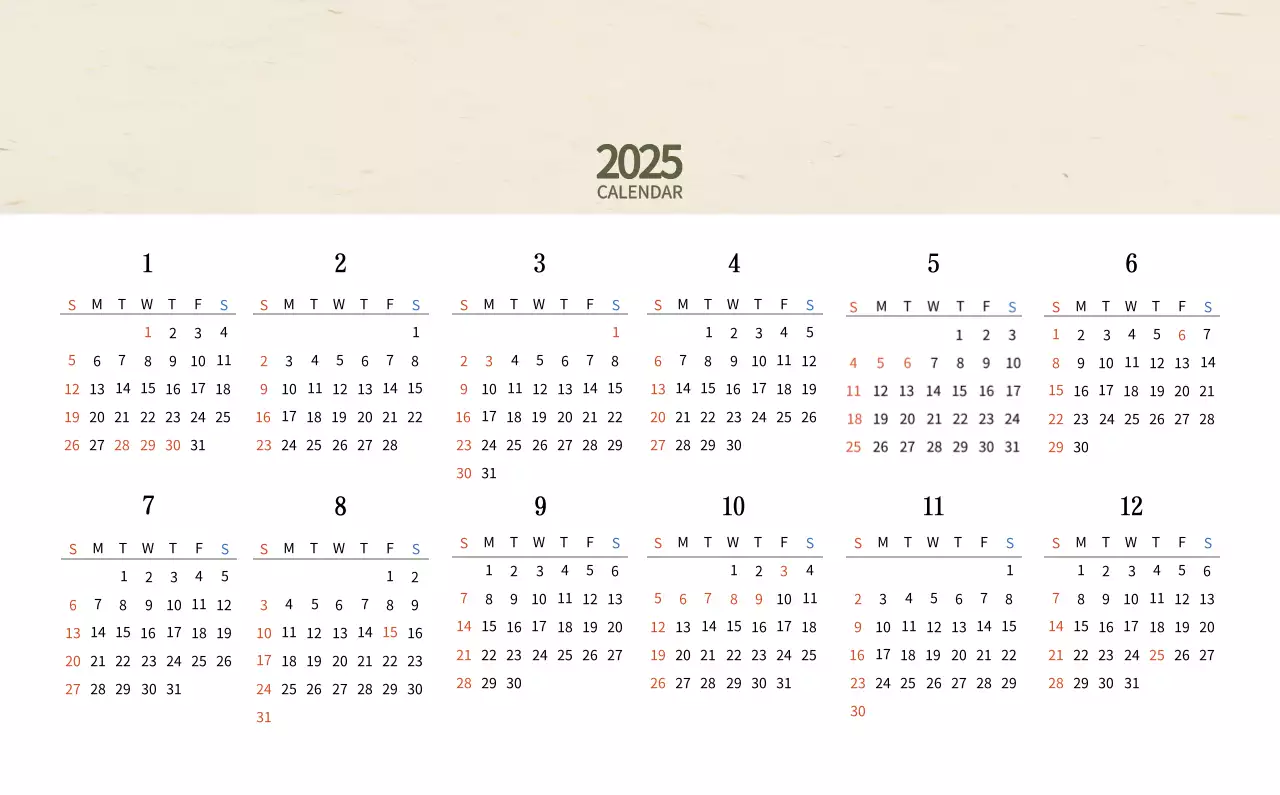 Calendrier de l'alimentation traditionnelle beige
