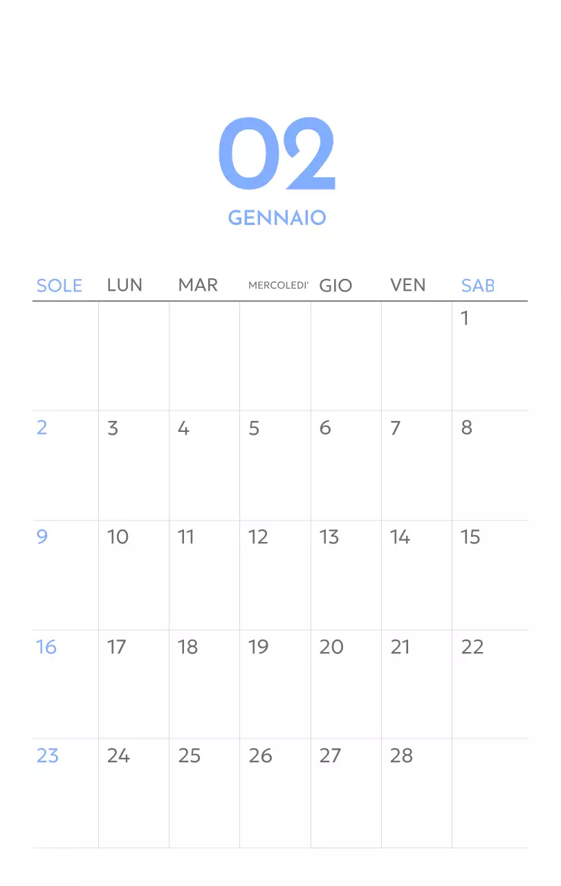 Calendario con foto tracciatore di obiettivi con un tocco di blu