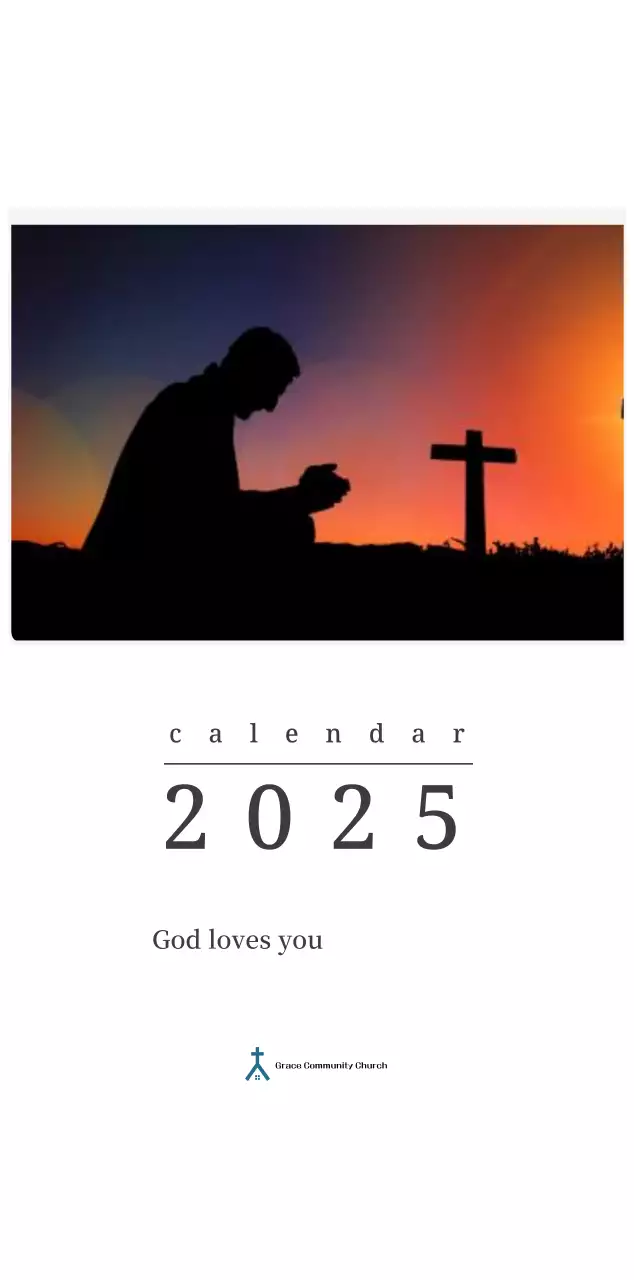 A photographic concept calendar featuring a church in a landscape painting