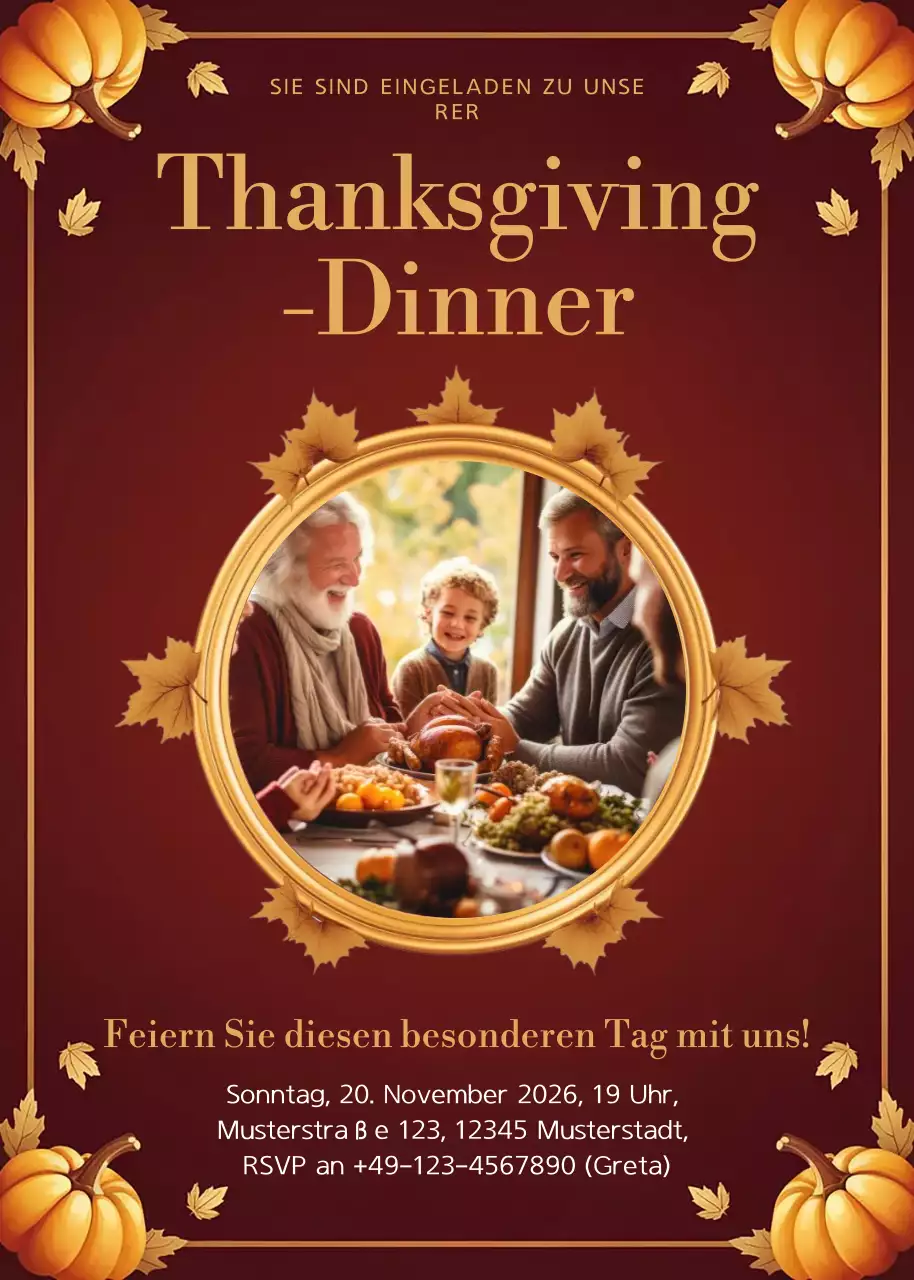 rote traditionelle Thanksgiving-Einladung