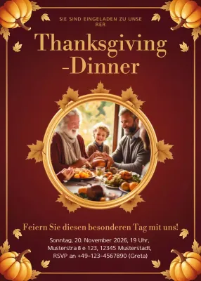 rote traditionelle Thanksgiving-Einladung