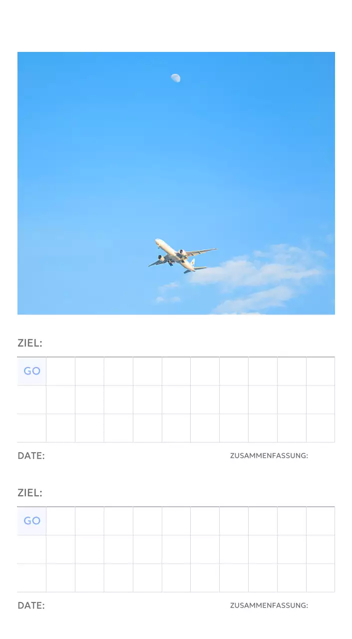 Foto-Zielverfolgungskalender mit einem Hauch von Blau