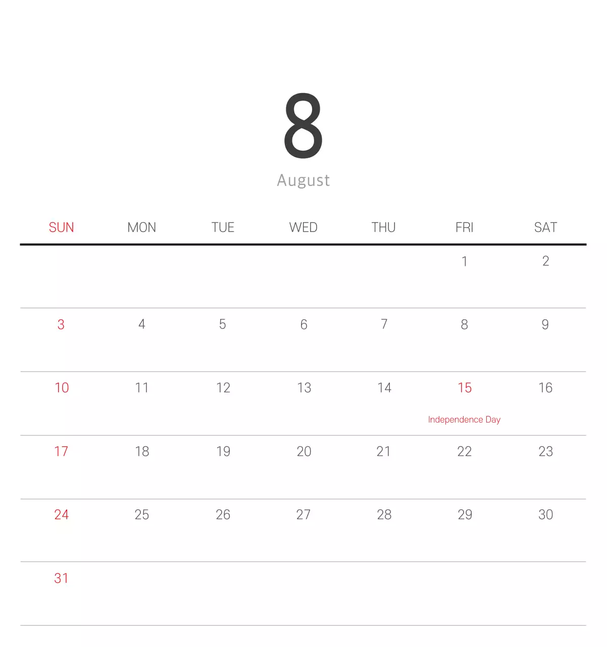 White clean botanical nature calendar