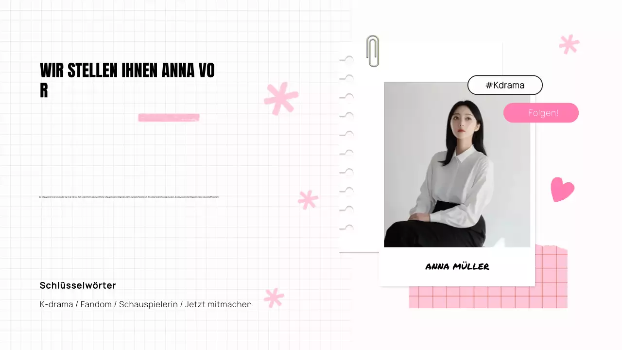 TRENDY ÄSTHETISCH STILVOLL K-DRAMA PITCH DECK SCHAUSPIELERIN PRÄSENTATION