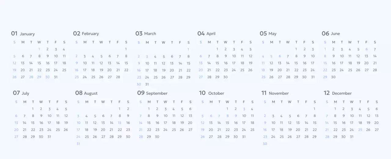 Photo goal tracker calendar with a splash of blue