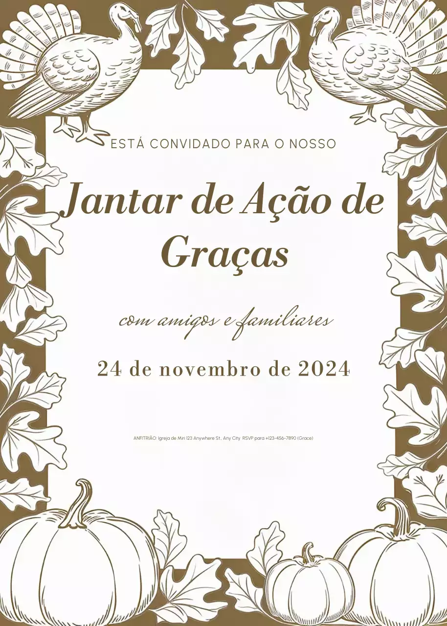 convite castanho tradicional de Ação de Graças