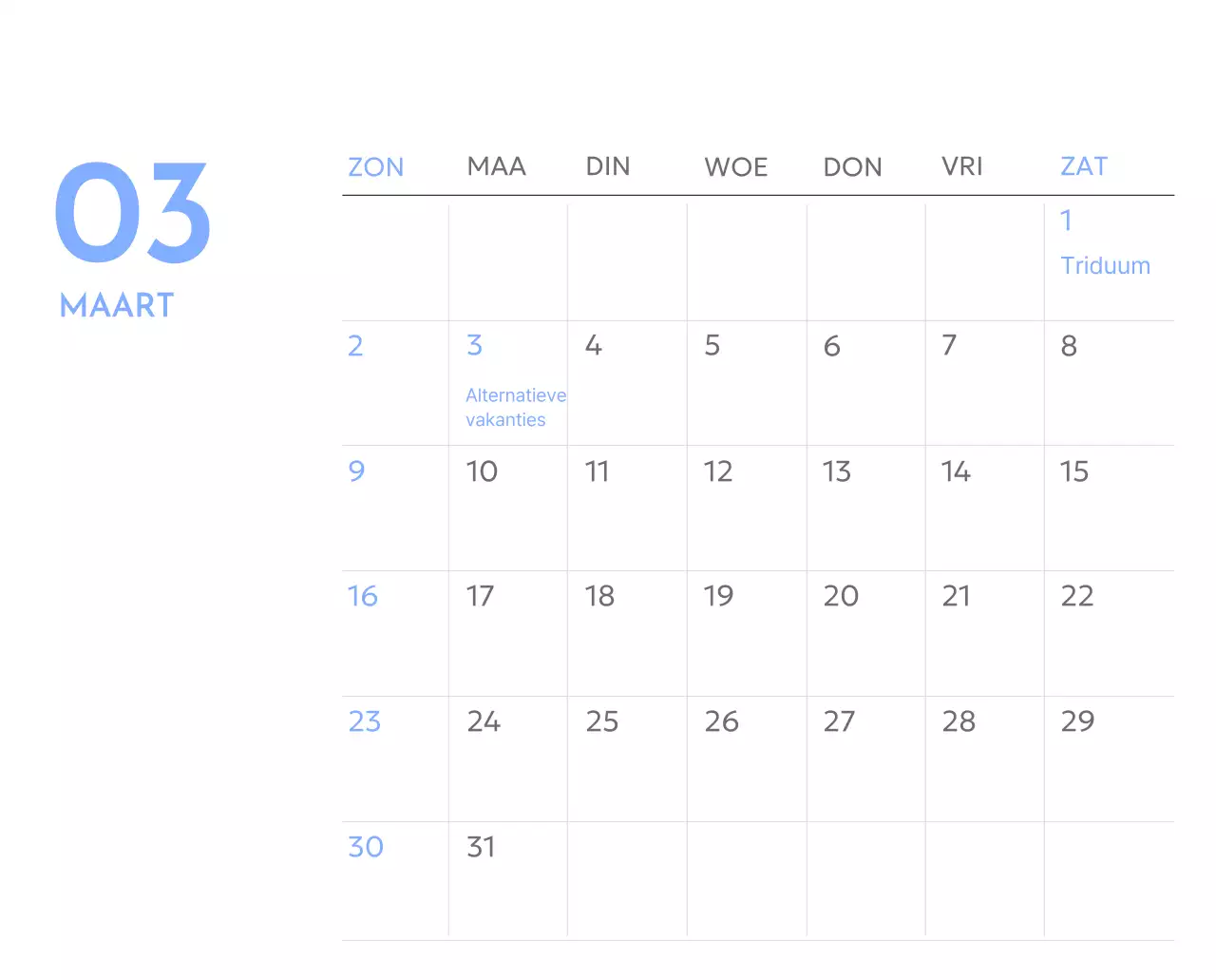 Photo goal tracker kalender met een vleugje blauw