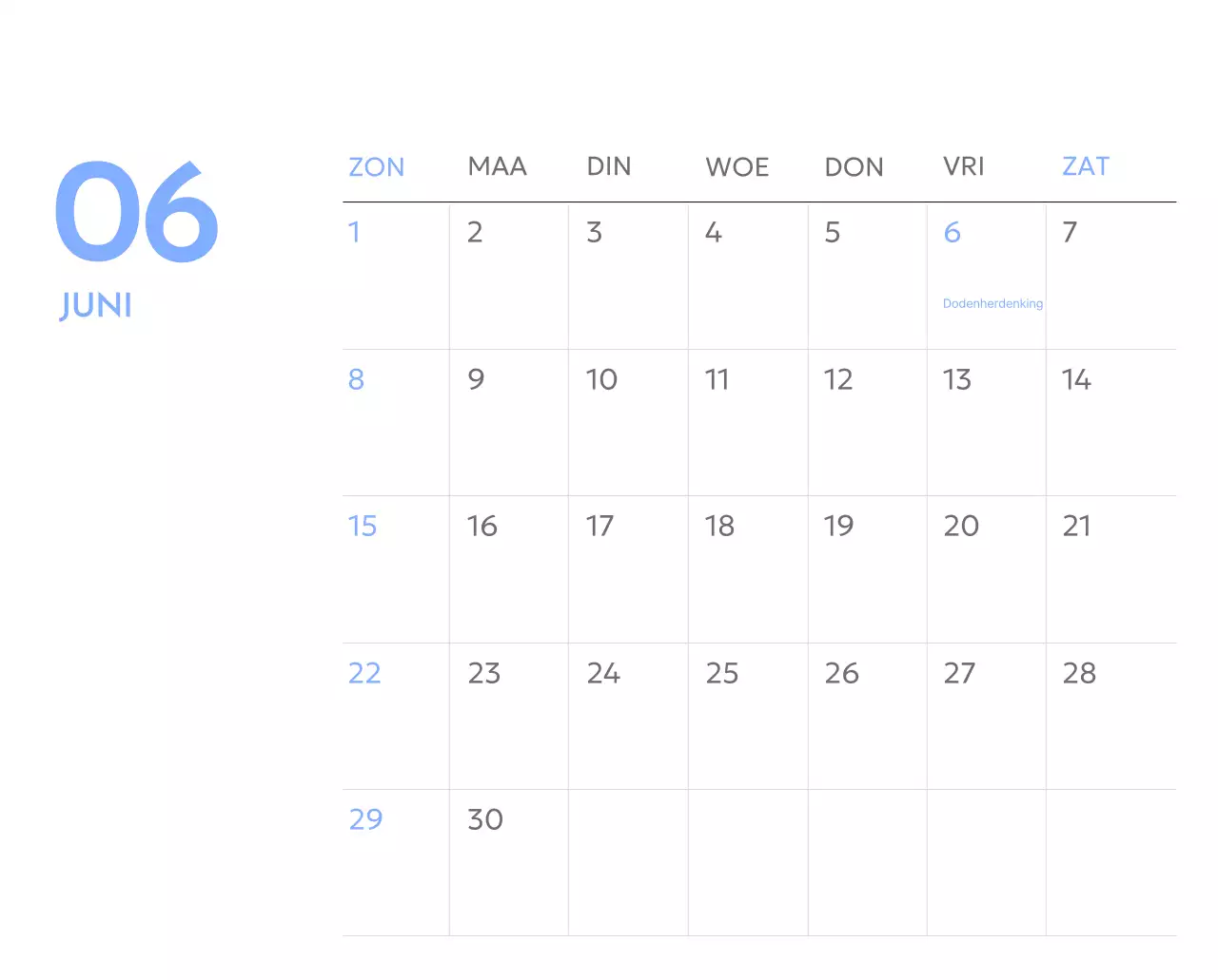 Photo goal tracker kalender met een vleugje blauw