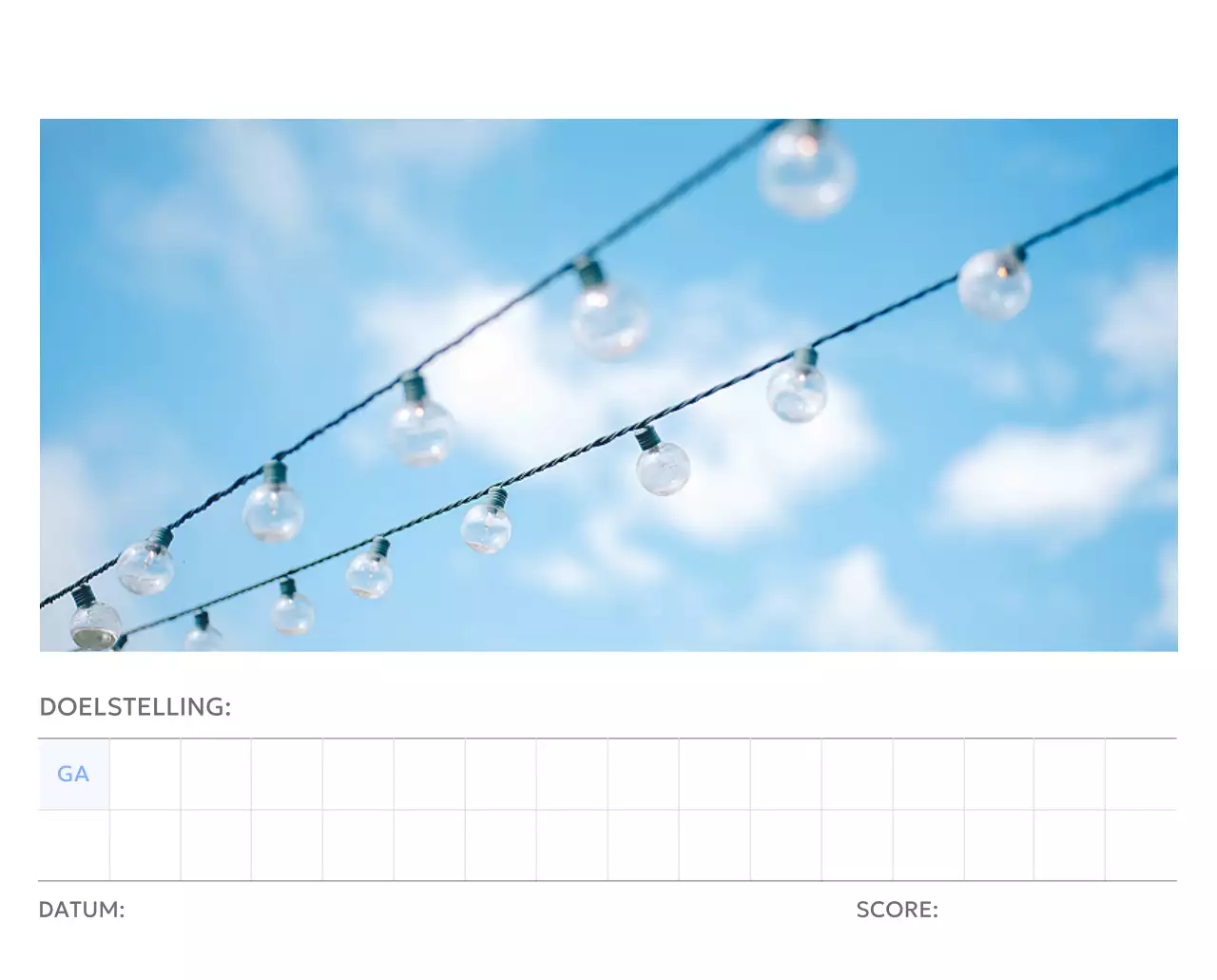 Photo goal tracker kalender met een vleugje blauw