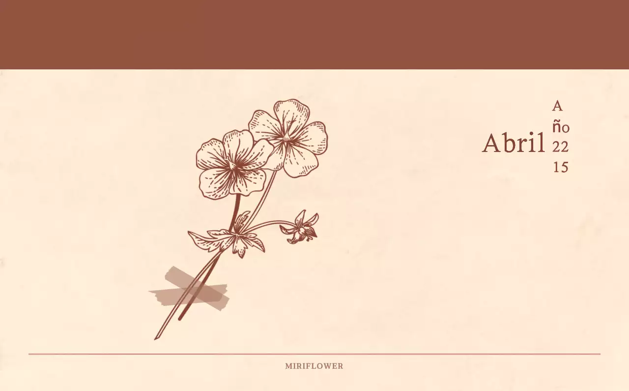 Un calendario sentimental de floristería en papel de lana marrón claro y marrón concepto