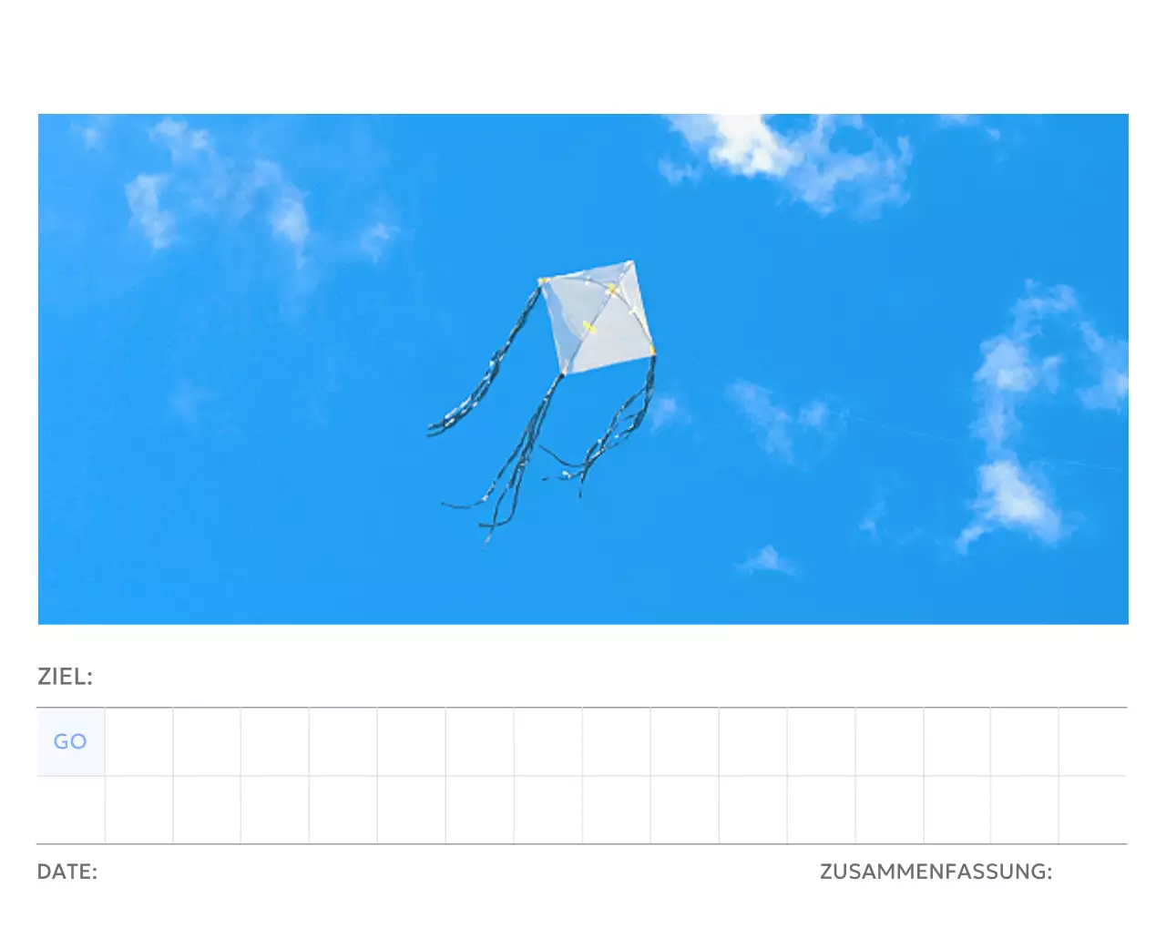 Foto-Zielverfolgungskalender mit einem Hauch von Blau