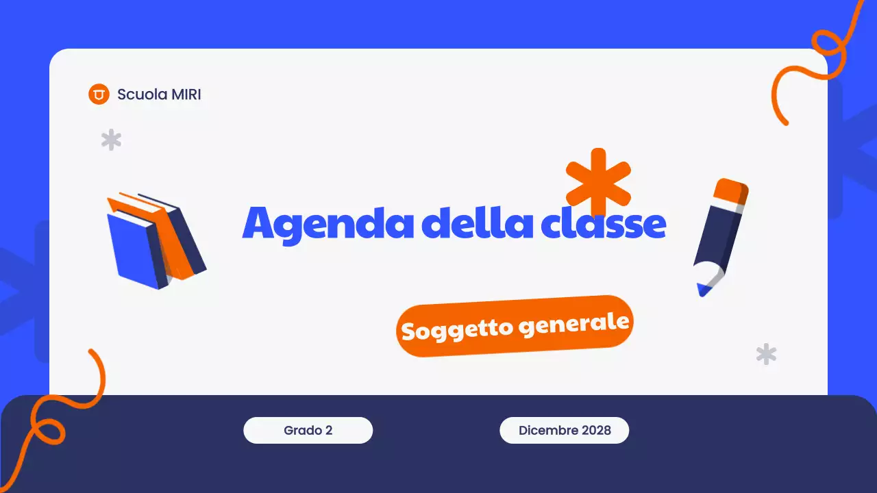 Presentazione dell'agenda di classe moderna blu