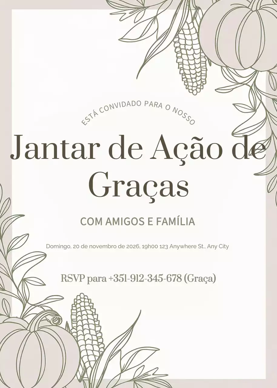 convite de jantar elegante bege