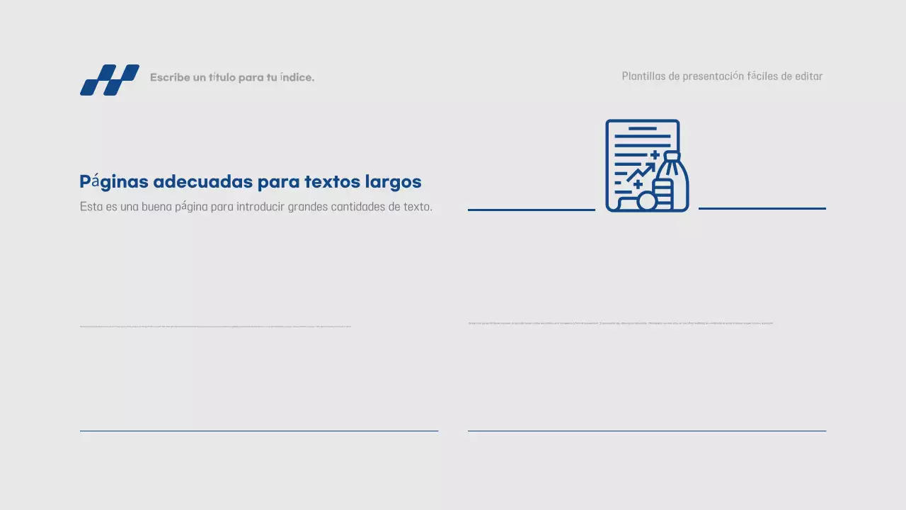 Informe de presentación sencillo en azul y gris, rápido y fácil de editar