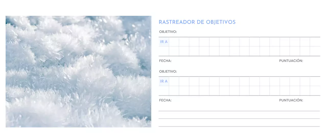 Calendario fotográfico de seguimiento de objetivos con un toque de azul