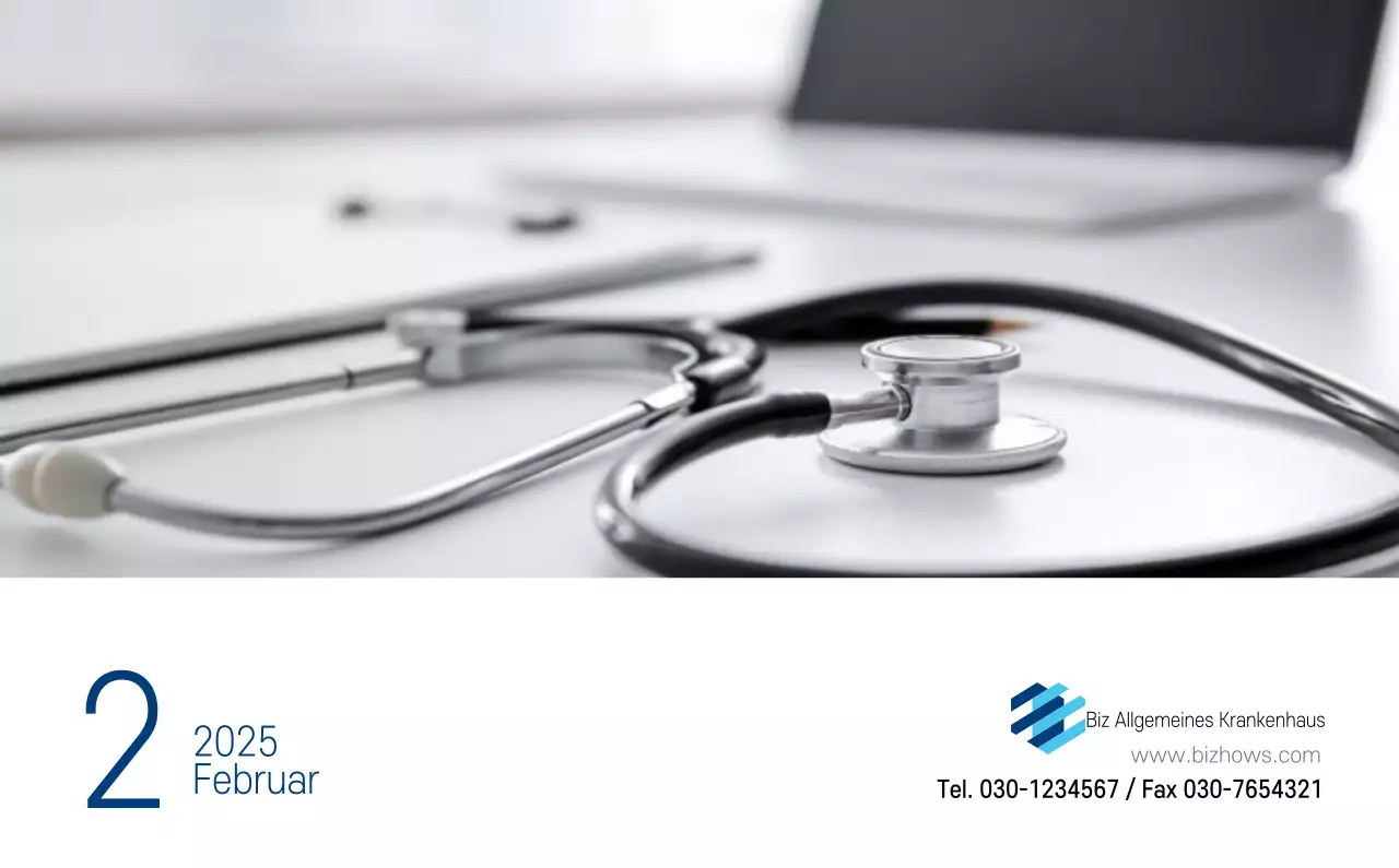 Marineblauer einfacher Krankenhaus-Werbekalender