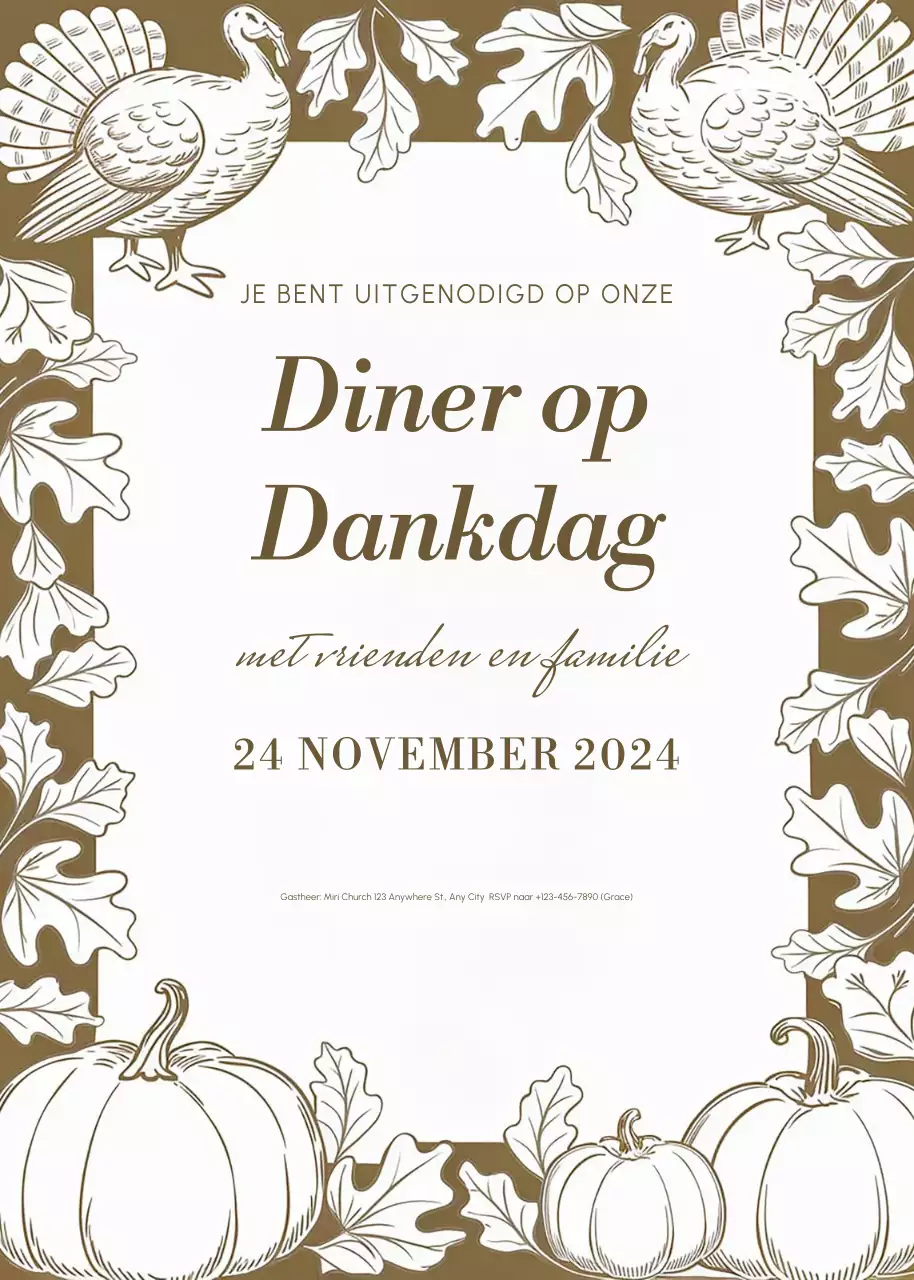 bruine traditionele uitnodiging voor Thanksgiving
