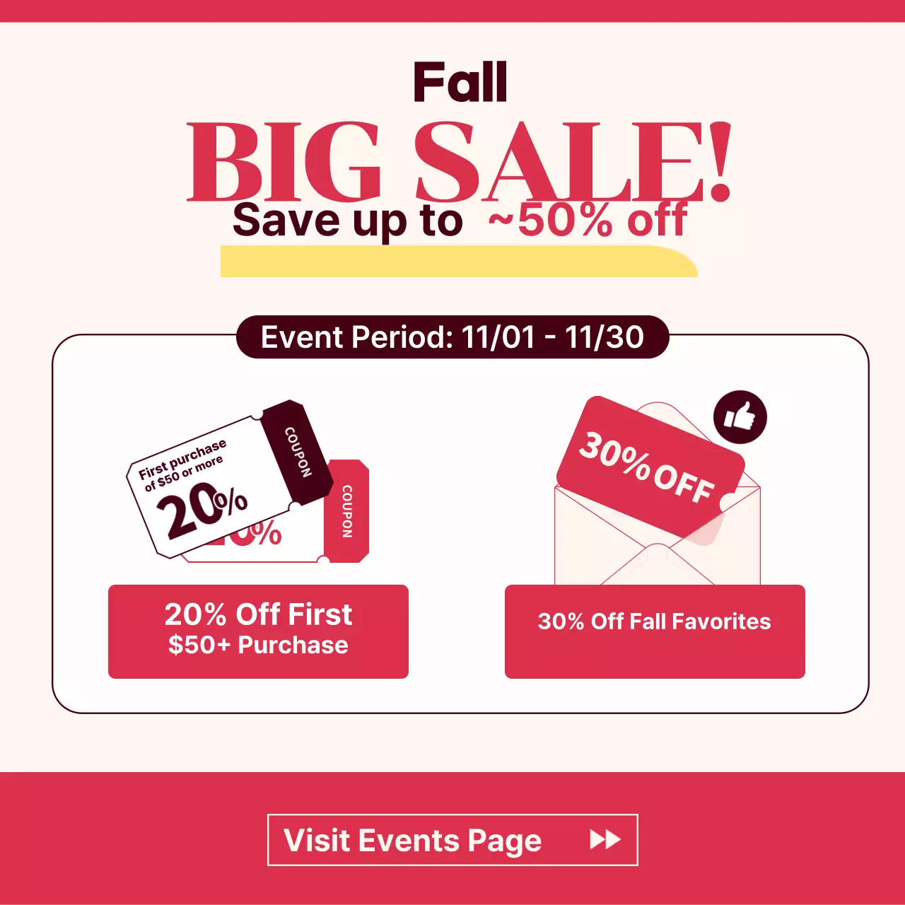 Red Trendy Fall Promotion Instagram Carousel