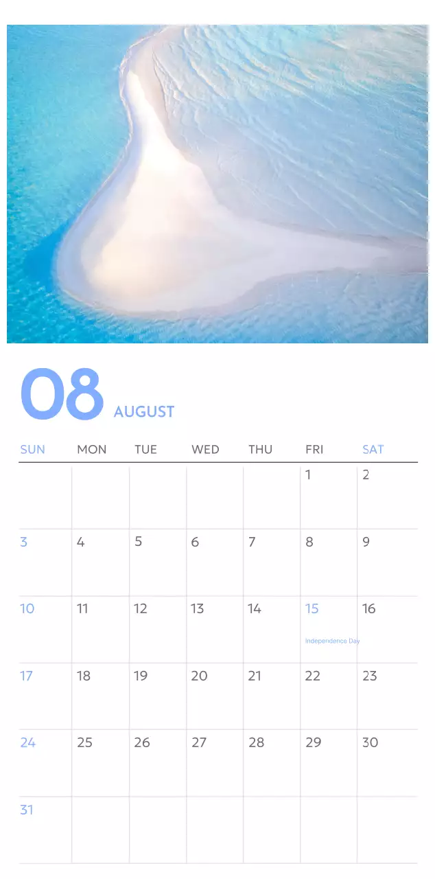 Photo goal tracker calendar with a splash of blue