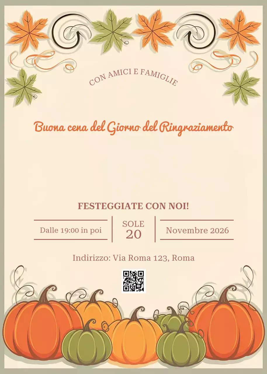 Invito tradizionale arancione per il Ringraziamento