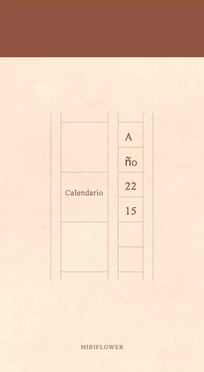 Un calendario sentimental de floristería en papel de lana marrón claro y marrón concepto