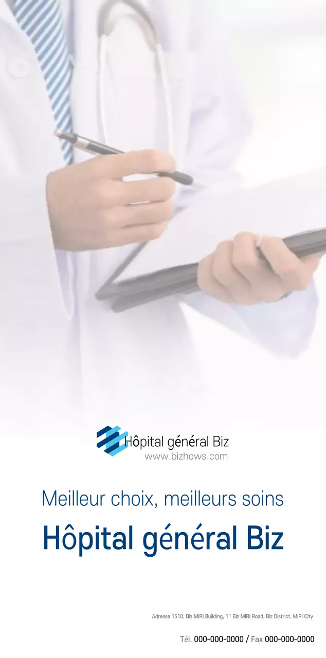 Calendrier promotionnel d'hôpital simple blanc marine