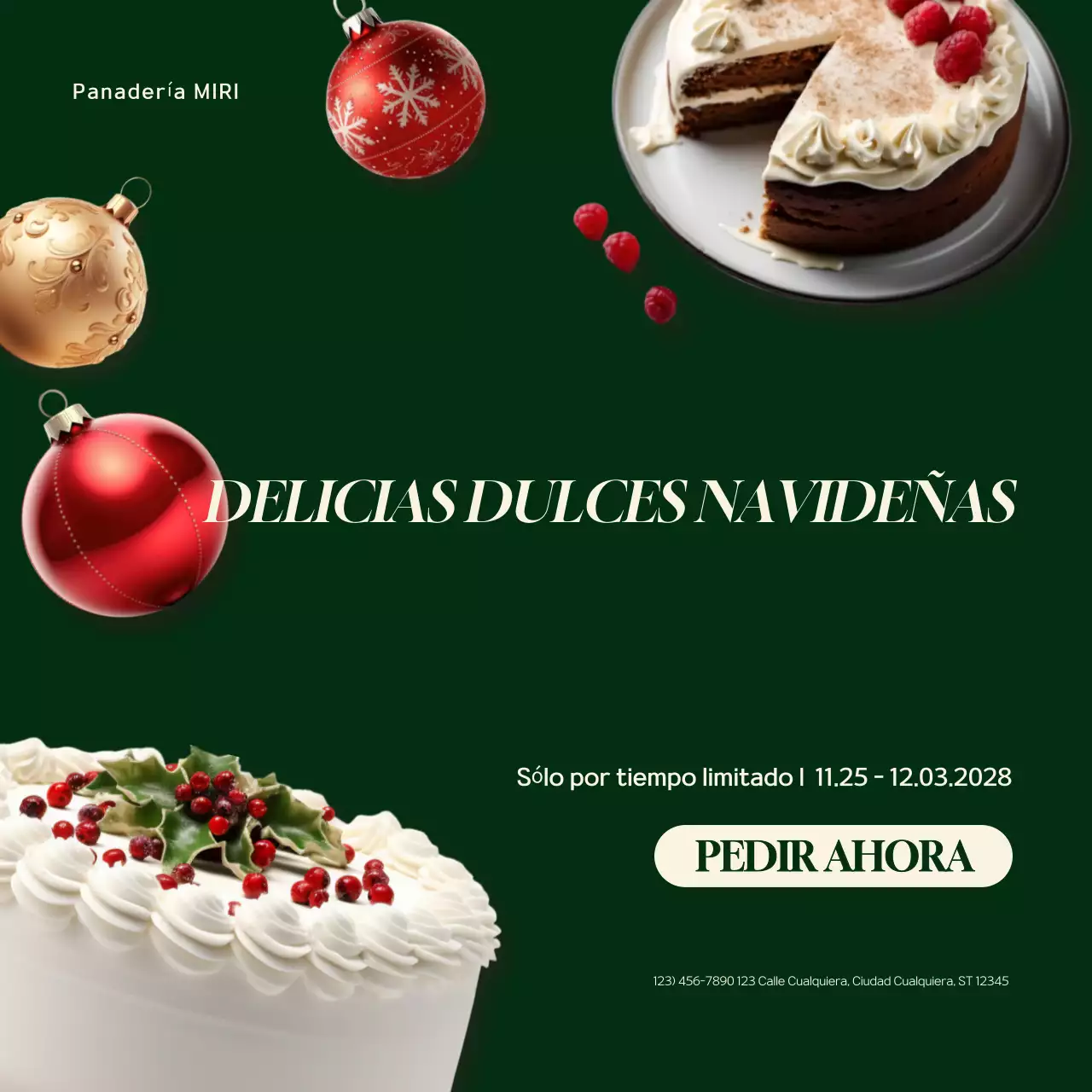 promoción de la tarta roja de navidad