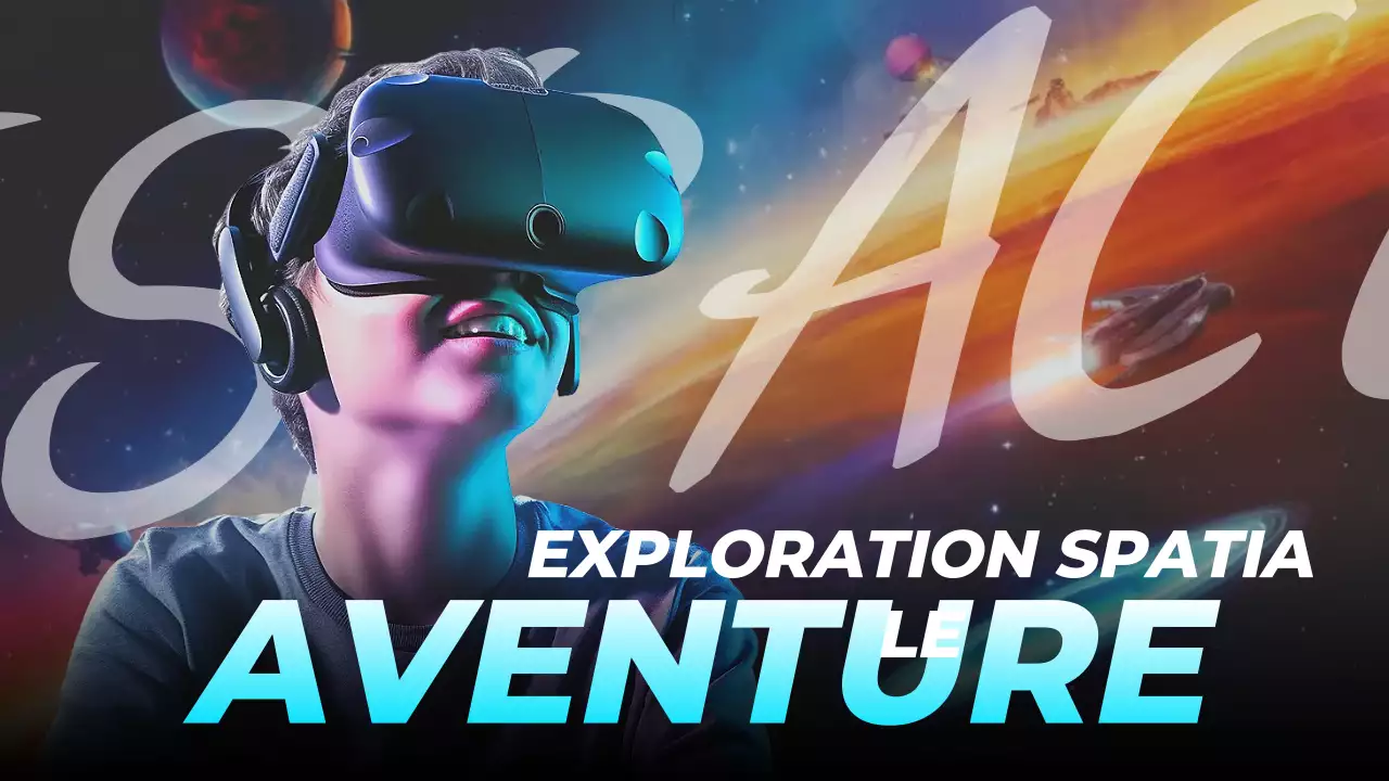 Publicité pour l'espace futuriste bleu